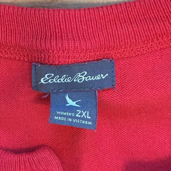 Eddie Bauer Women’s Red Long Sleeve Button Up Cardigan Sweater Size 2XL - Picture 5 of 6